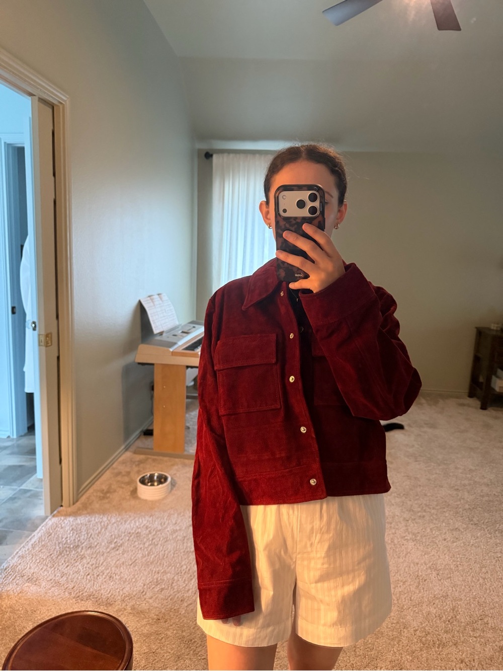 Burgundy Suede Leather Jacket